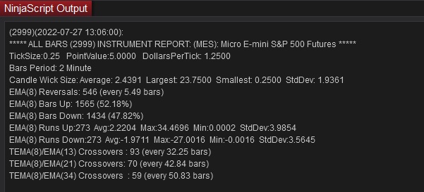 Instrument Report Output Window